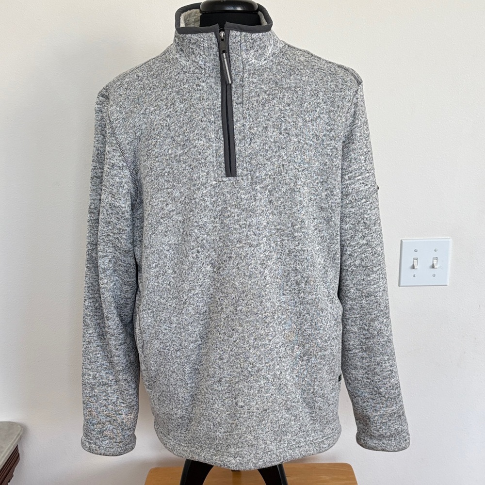 Orvis Gray Sherpa Lined Quarter-Zip Sweater Size XL